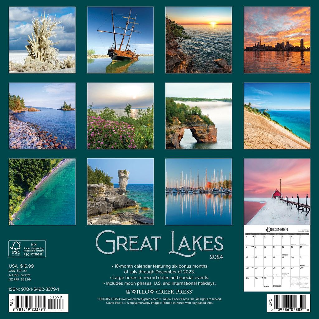 Great Lakes 2024 Wall Calendar Willow Creek Press