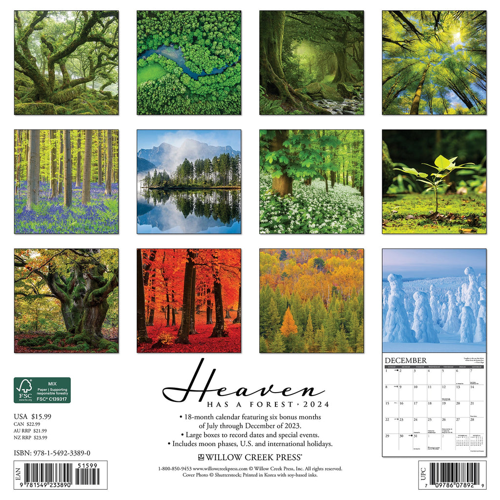 Heaven Has a Forest 2024 Wall Calendar Willow Creek Press