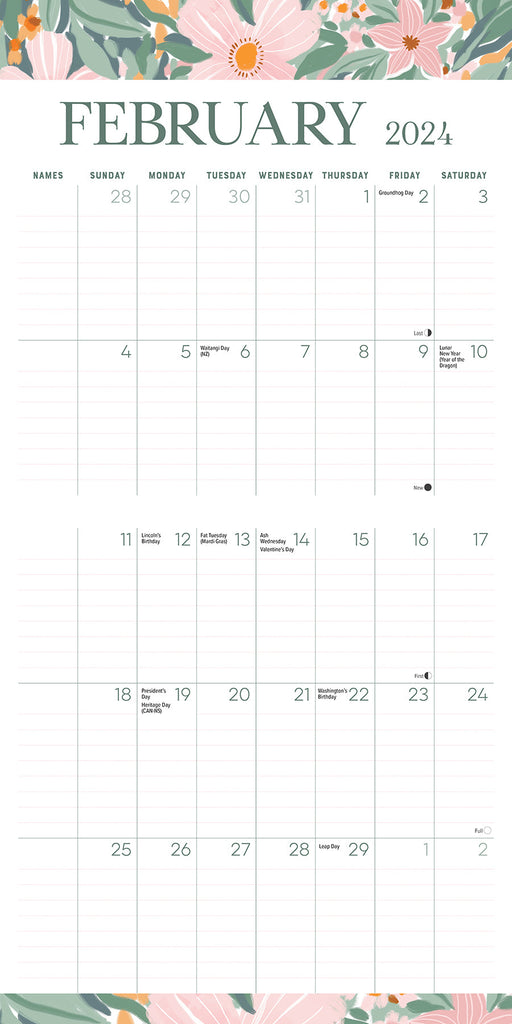 PlanAhead 2024 2025 Large Monthly Planner Calendar Agenda Floral