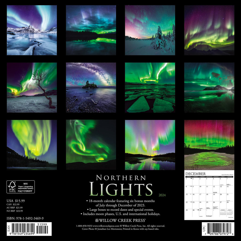 Northern Lights 2024 Wall Calendar Willow Creek Press