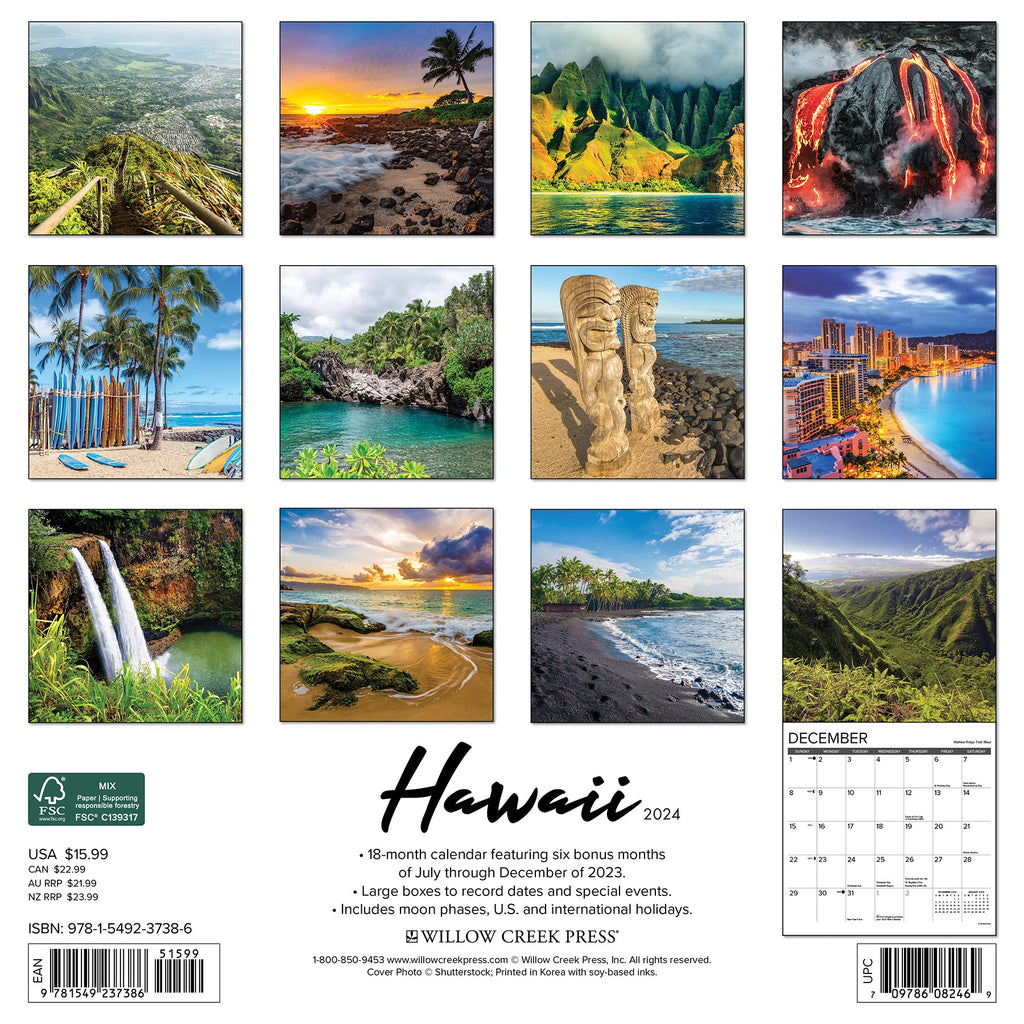 Hawaii 2024 Wall Calendar Willow Creek Press